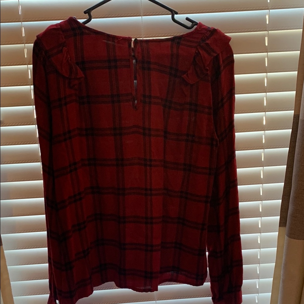 Red and Black Peter Pan Collar Blouse